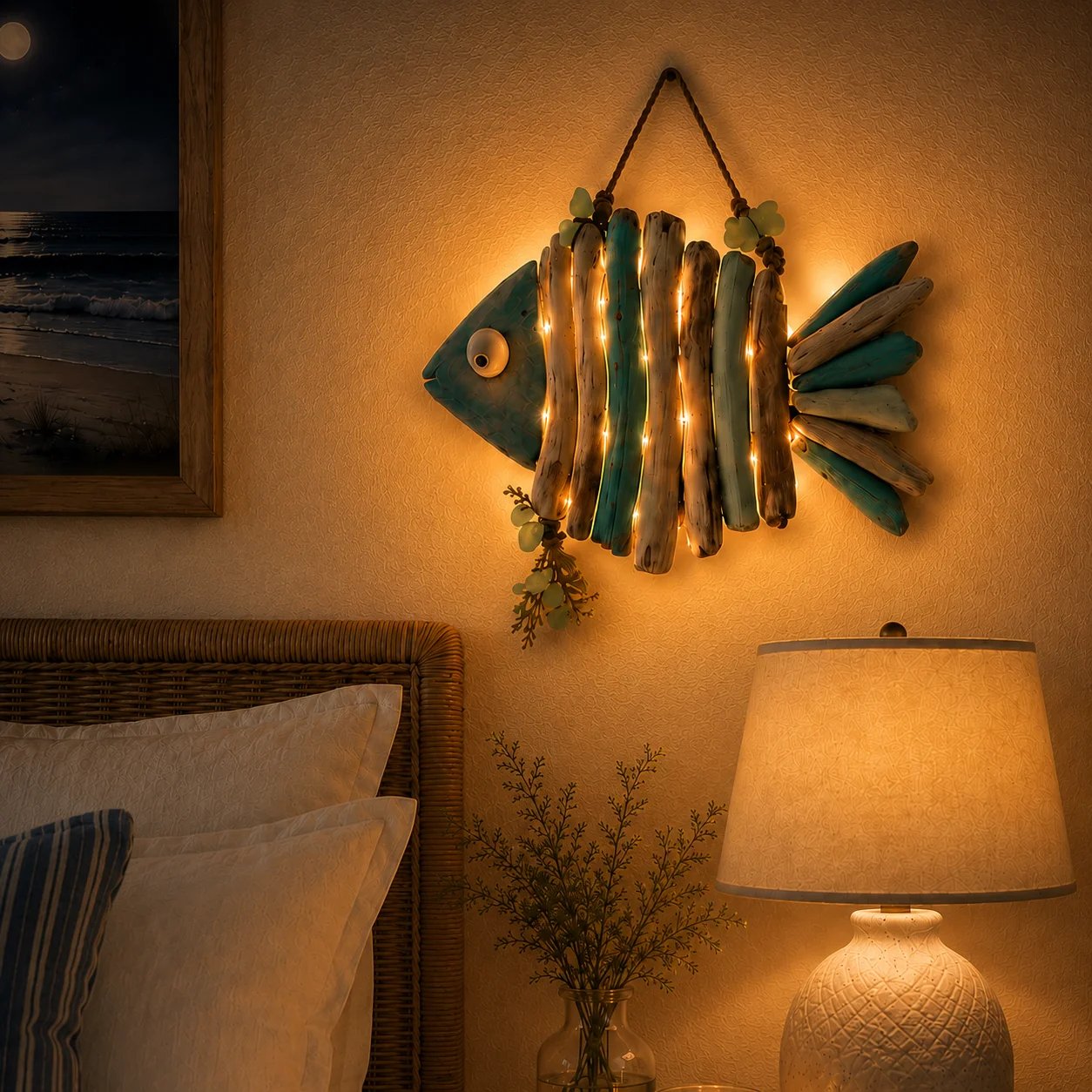 Handcrafted LED Coastal Fish Wall Art