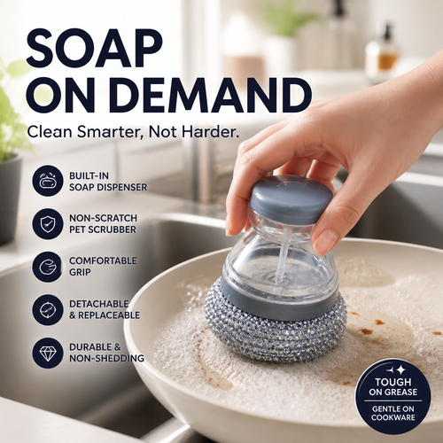 🥳HOT SALE🥳💞10K+ SOLD! Scrubber Brush ! Built-in soap, non-scratch & ergonomic. Clean pots easily – grab yours! ✅