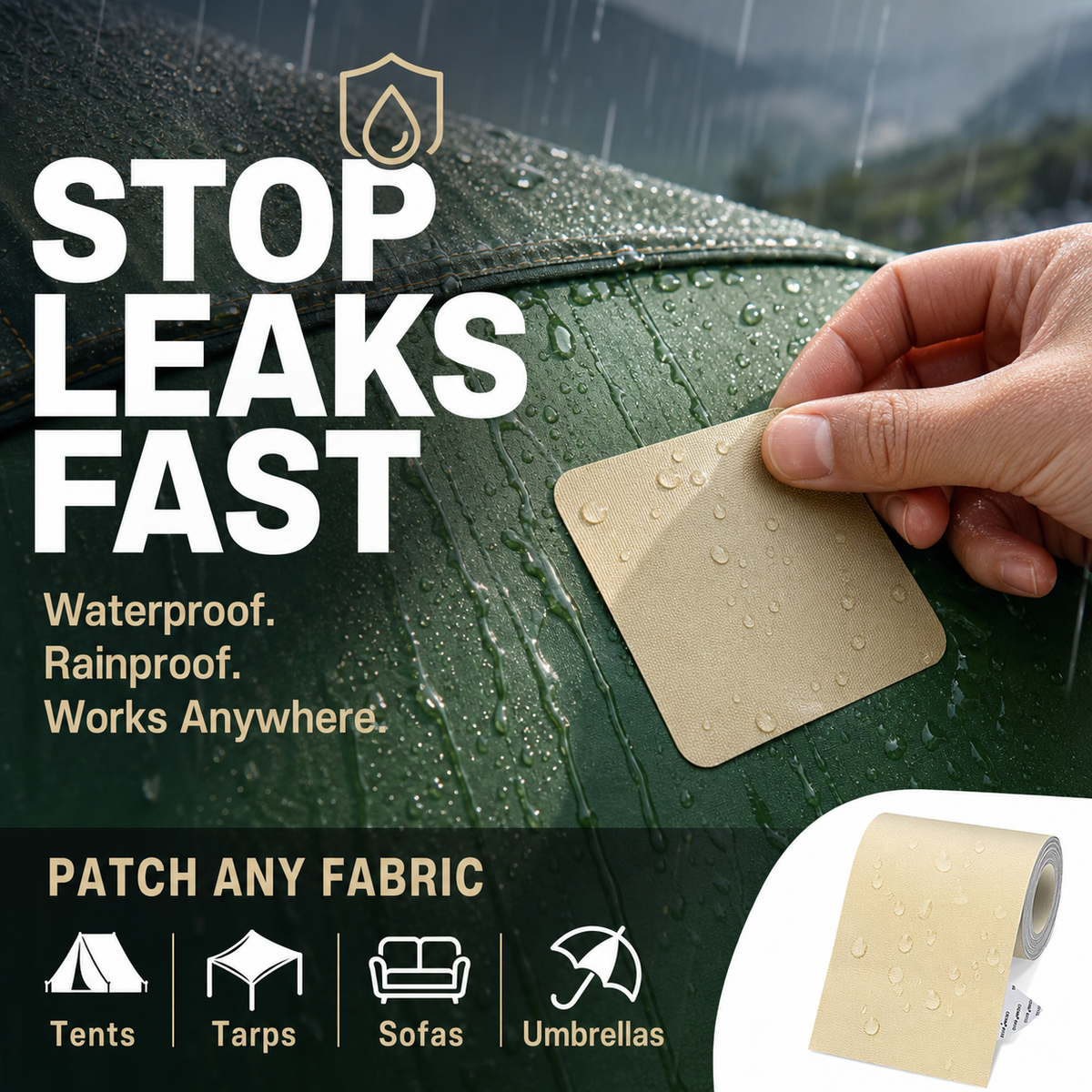 ⛺50% OFF NOW !🔧 Quick Repair Without Sewing – Self-Adhesive Patch for Tarps, Tents & Outdoor Materials