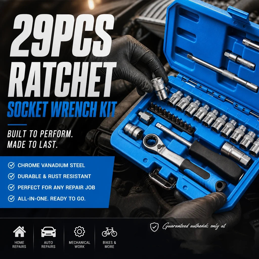 🎉 2026 Sale — Over 16,600 Sold!🔧29‑Pcs Ratchet Socket Wrench Kit 🛠️