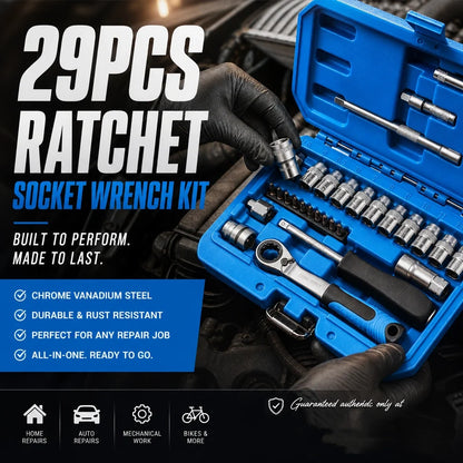 🎉 2026 Sale — Over 16,600 Sold!🔧29‑Pcs Ratchet Socket Wrench Kit 🛠️