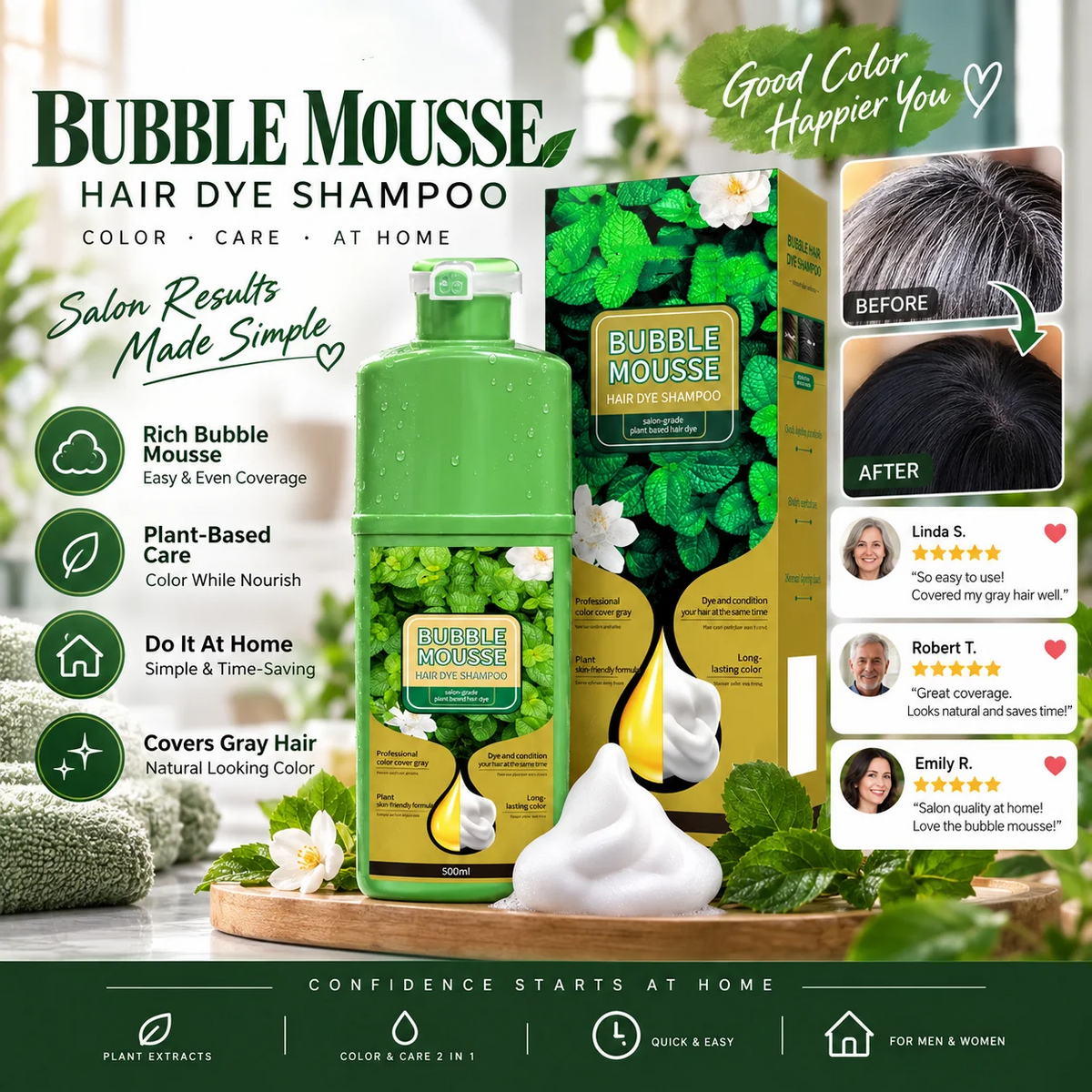 🌿💇‍♀️ Long-Lasting Plant-Based Foam Hair Dye🎨