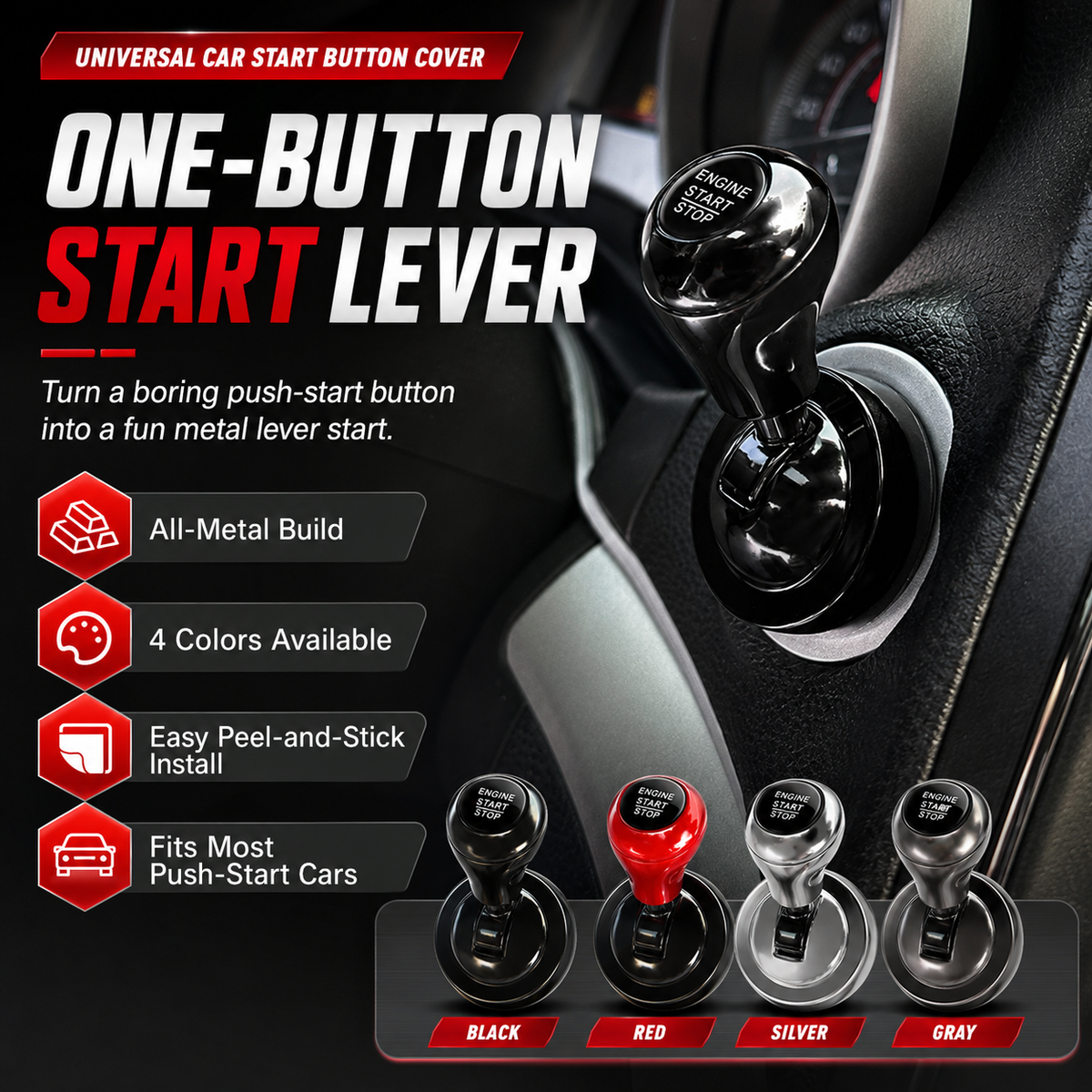 One-Touch Start Lever – Turn Your Push-Start Button Into a Fun, Sporty Metal Ignition Switch 🚗