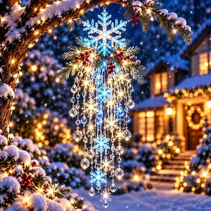 🔥 50% OFF Today 🎅 Christmas Hanging Snowflake & Crystal LED Light | Magical Porch Glow ✨