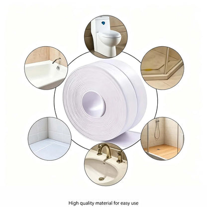🚰 Self-Adhesive White Caulk Tape – PE Waterproof Sealant Strip