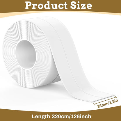 🚰 Self-Adhesive White Caulk Tape – PE Waterproof Sealant Strip