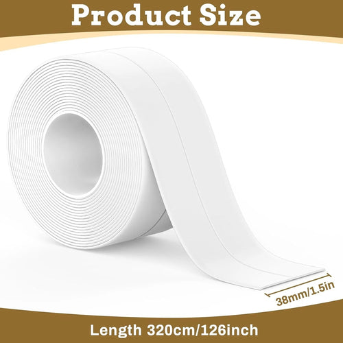 🚰 Self-Adhesive White Caulk Tape – PE Waterproof Sealant Strip