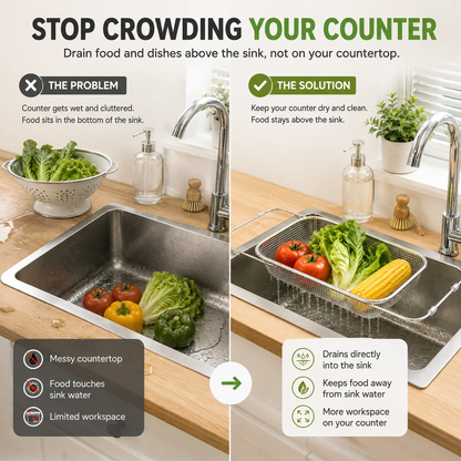 Adjustable Over the Sink Kitchen Strainer Basket