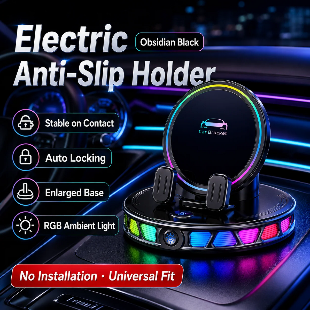 🎁2026 New Arrivals 50% OFF💥RGB Electric Car Phone Mount with Wireless Charging – Auto-Clamping & 15W Fast Charge ⚡