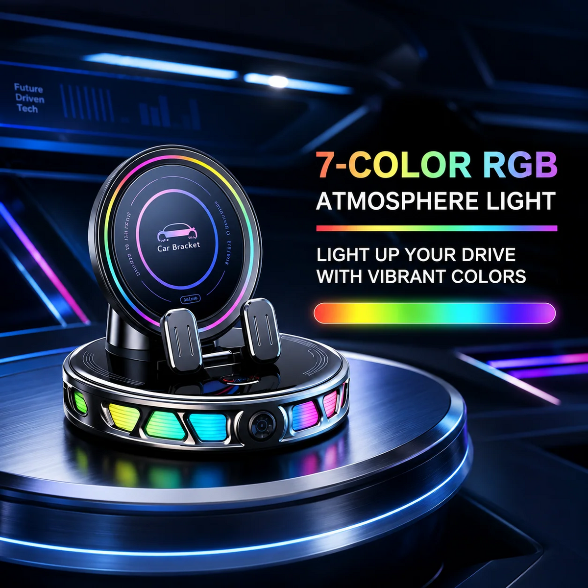 🎁2026 New Arrivals 50% OFF💥RGB Electric Car Phone Mount with Wireless Charging – Auto-Clamping & 15W Fast Charge ⚡