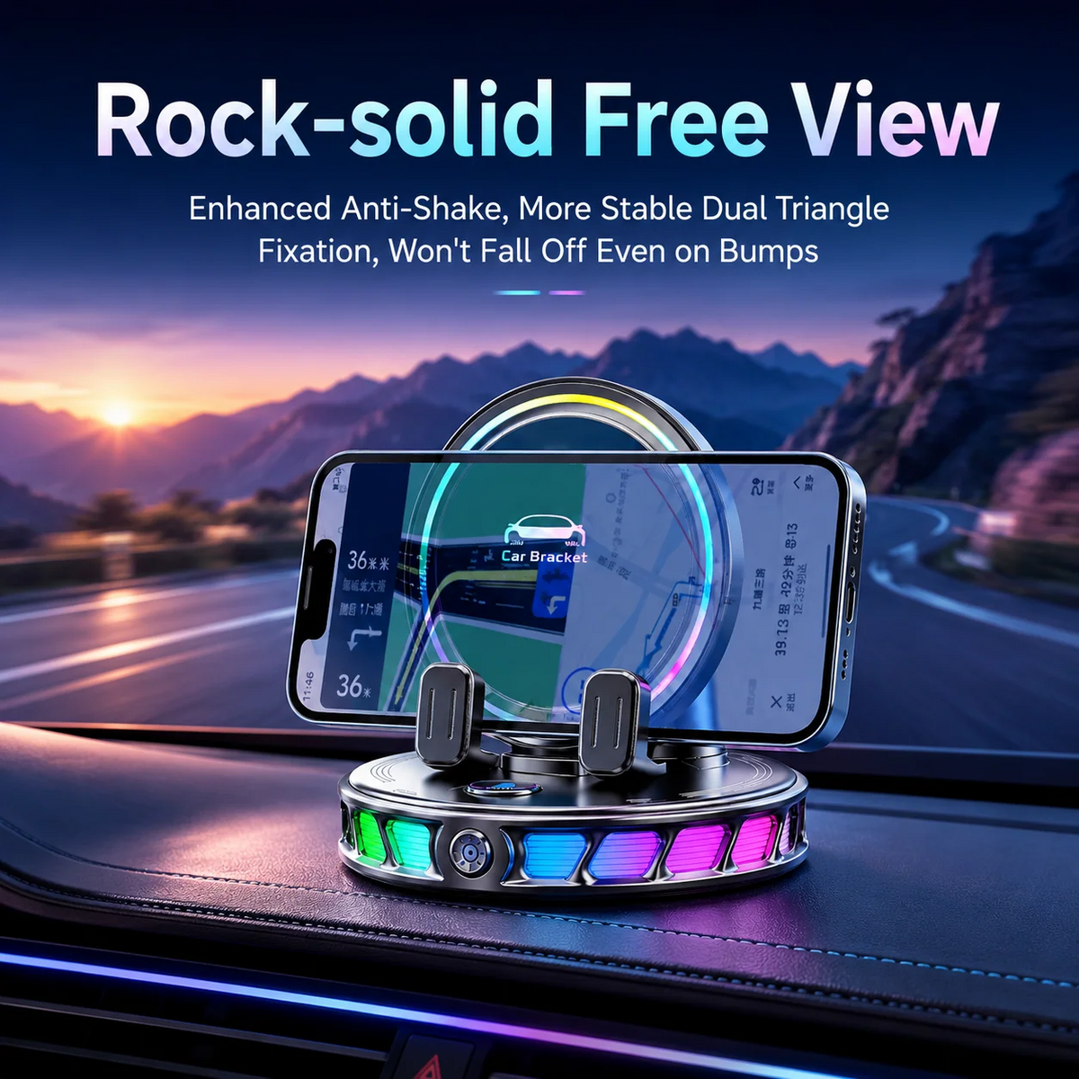 🎁2026 New Arrivals 50% OFF💥RGB Electric Car Phone Mount with Wireless Charging – Auto-Clamping & 15W Fast Charge ⚡
