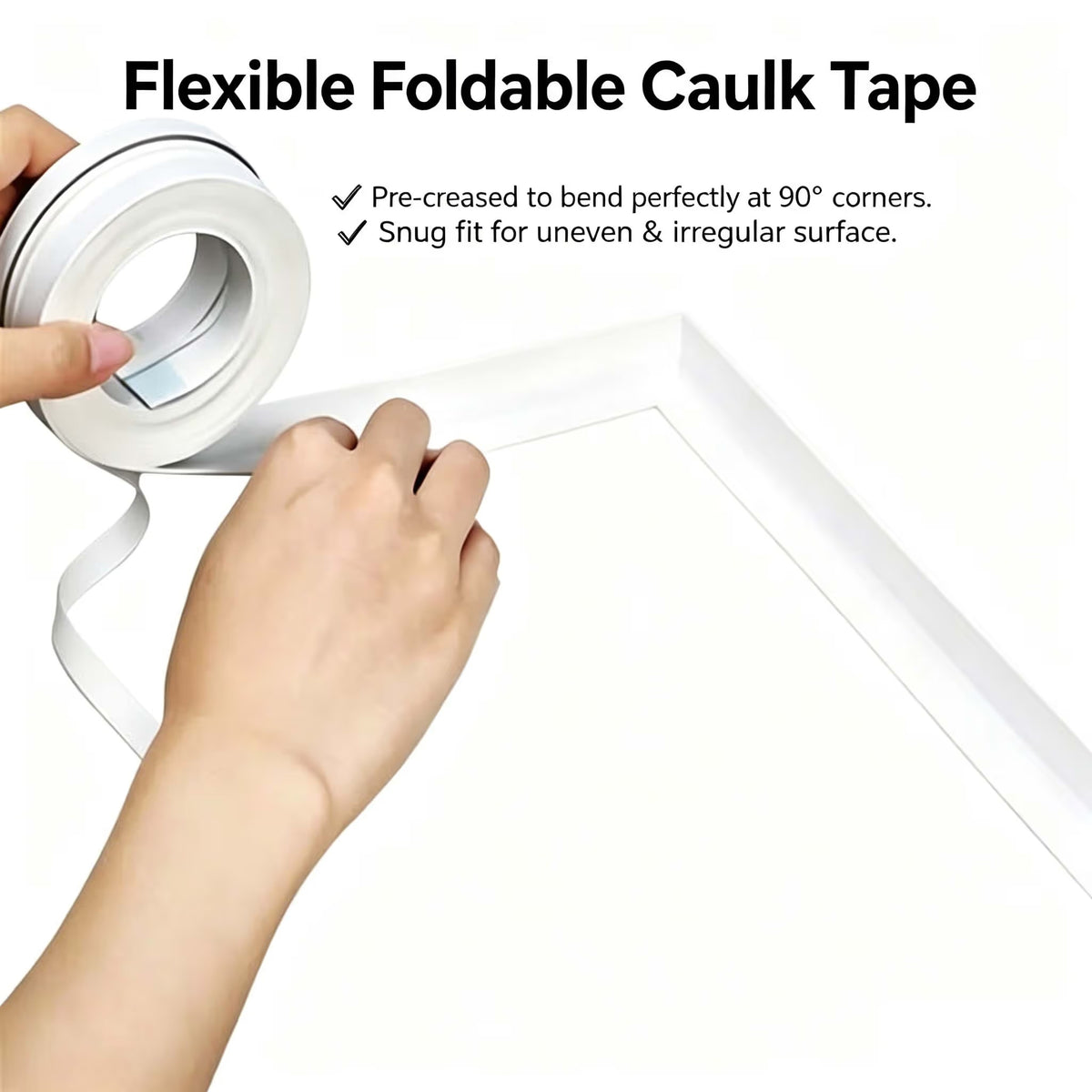 🚰 Self-Adhesive White Caulk Tape – PE Waterproof Sealant Strip