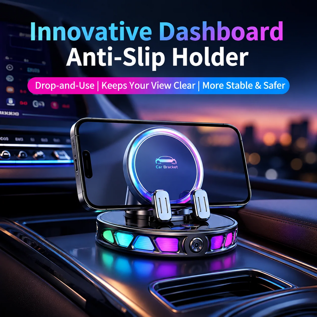 🎁2026 New Arrivals 50% OFF💥RGB Electric Car Phone Mount with Wireless Charging – Auto-Clamping & 15W Fast Charge ⚡