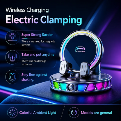 🎁2026 New Arrivals 50% OFF💥RGB Electric Car Phone Mount with Wireless Charging – Auto-Clamping & 15W Fast Charge ⚡