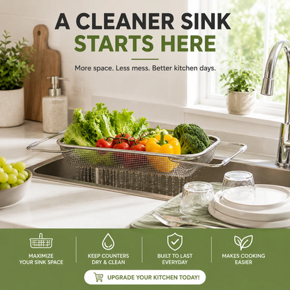 Adjustable Over the Sink Kitchen Strainer Basket