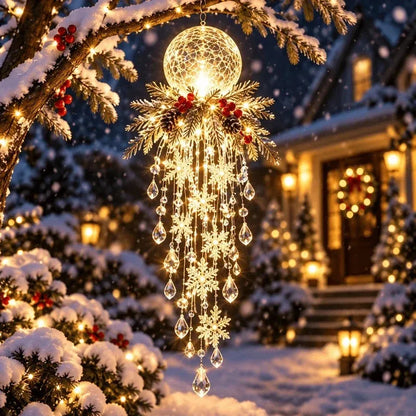 🔥 50% OFF Today 🎅 Christmas Hanging Snowflake & Crystal LED Light | Magical Porch Glow ✨