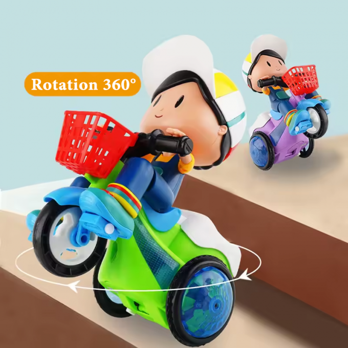 ⏳Time-Limited Special⏰Light‑up stunt trike with music and a removable doll — 360° spinning wheels, colorful lights, and endless fun for little riders. 🎶