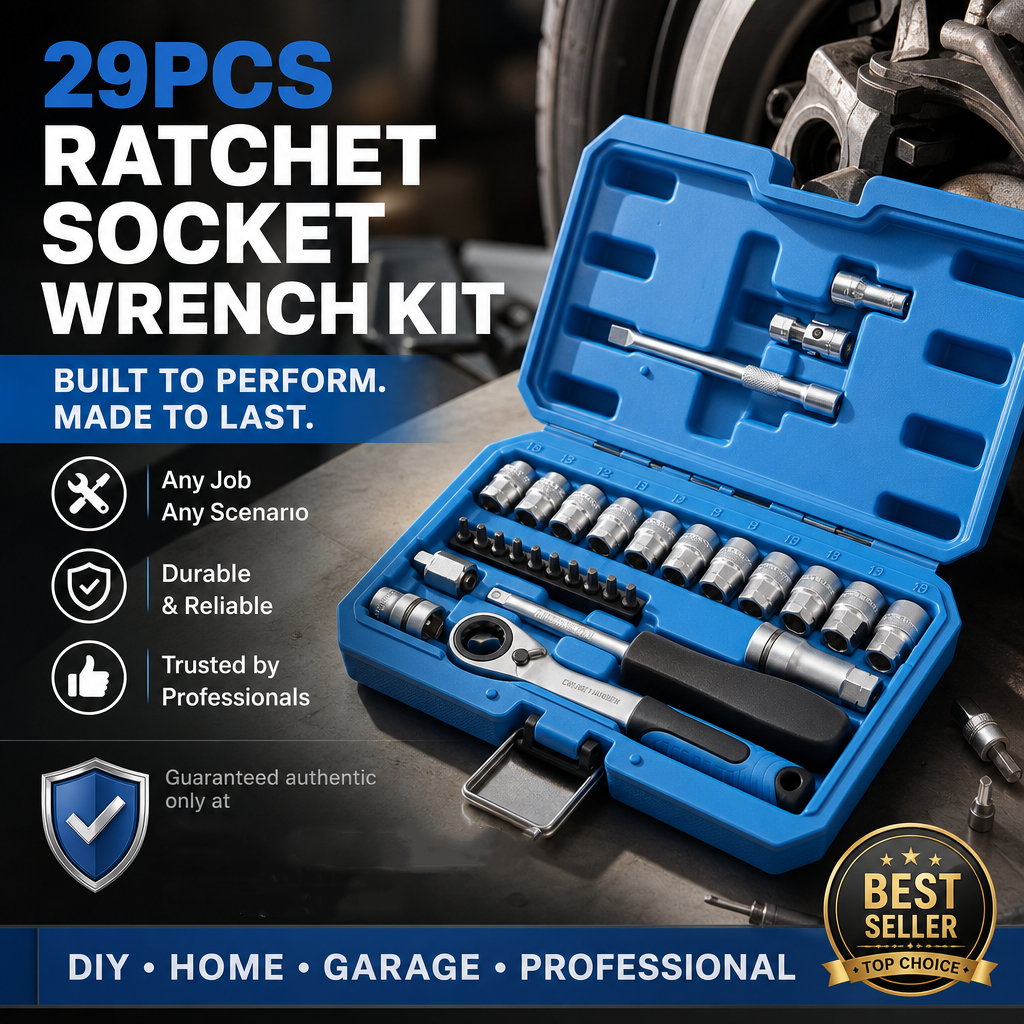 🎉 2026 Sale — Over 16,600 Sold!🔧29‑Pcs Ratchet Socket Wrench Kit 🛠️