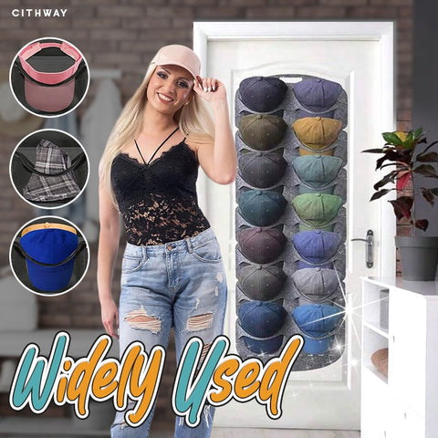 Hanging hat holder with multiple pockets