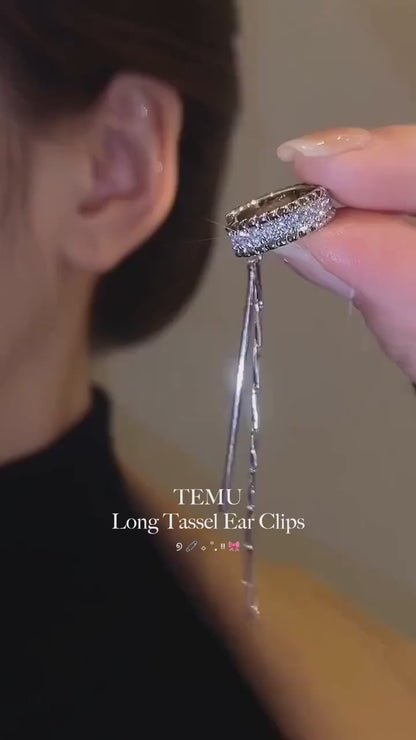 Cube molecular tassel long ear clip