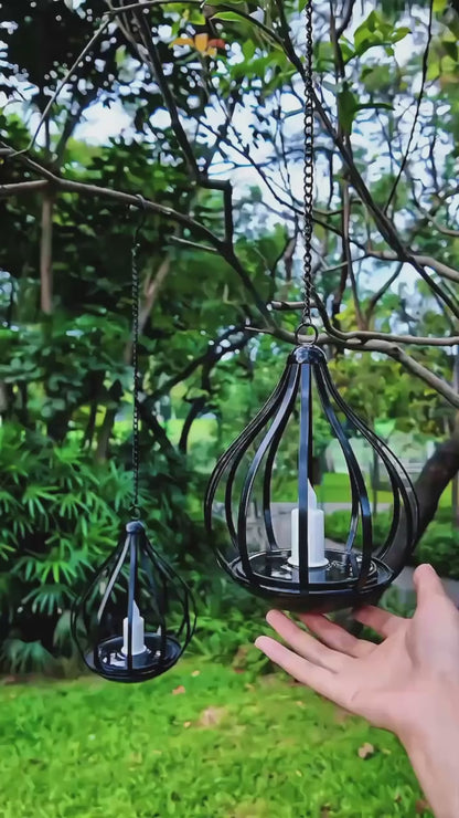 Solar Garden Lights Outdoor Metal Solar Water Drop Shape Candle Lantern