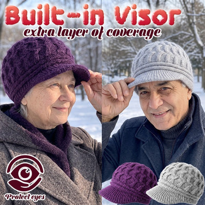 Cozy Knit Visor Beanie with Brim