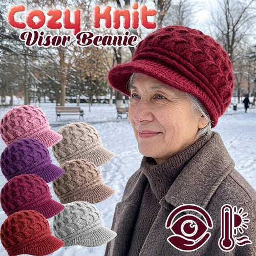 Cozy Knit Visor Beanie with Brim