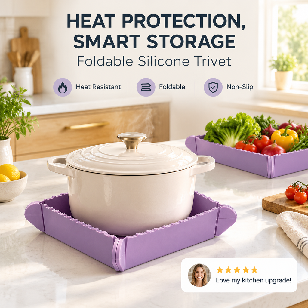 🎁Black Friday Sale - Limited time 49% OFF🍳Magnetic Silicone Trivet 🧲 | Foldable Pot Mat & Small Kitchen Tray