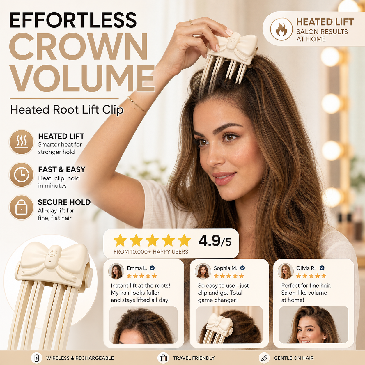 ✨ 2026 Sale — Over 18,000 Sold! 💎📢📢 50% OFF !! ⏰💨 Wireless Heated Root Lift Clip – Salon Volume, Zero Effort ✨