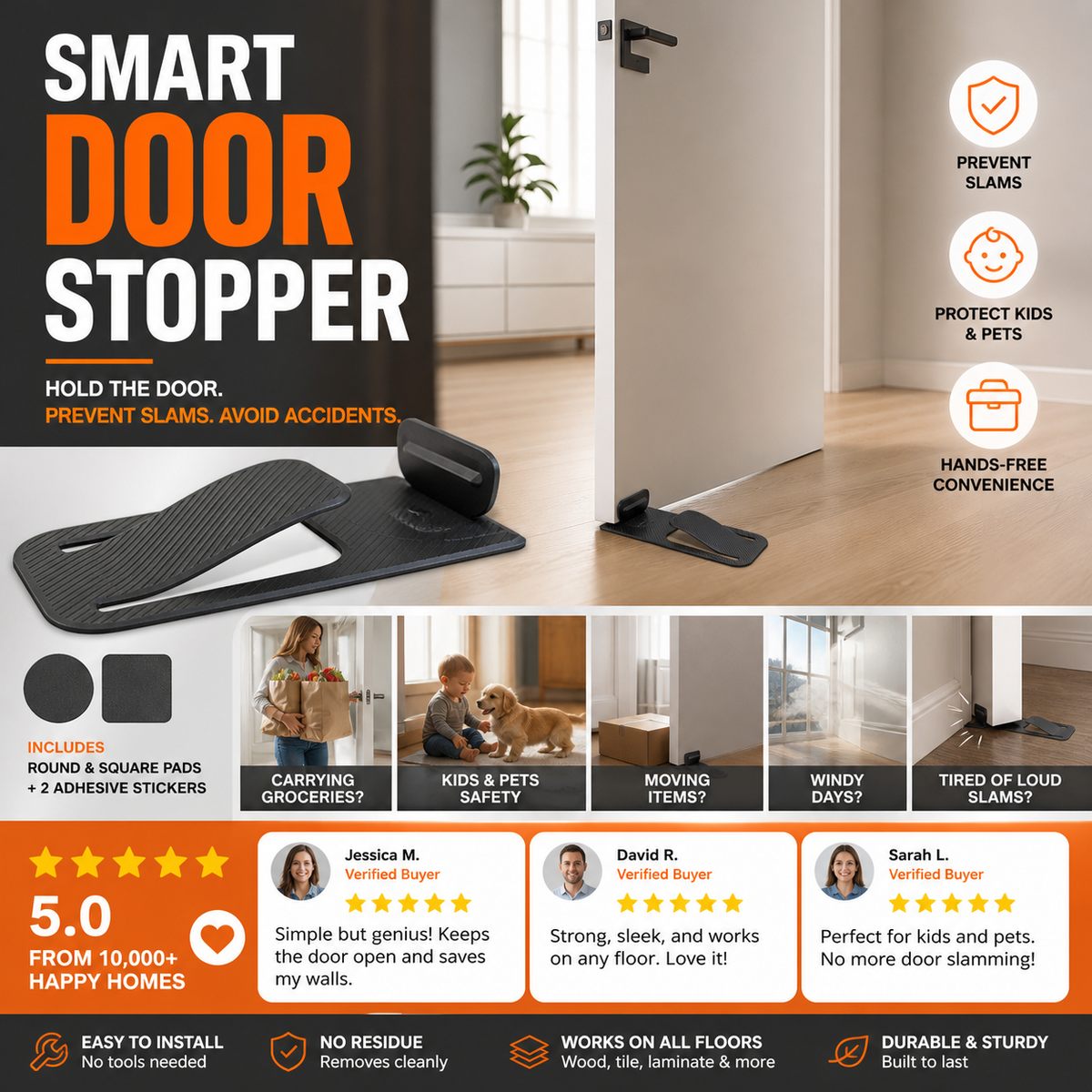 🚪 Floor Door Stopper – Foot Operated & No Drilling