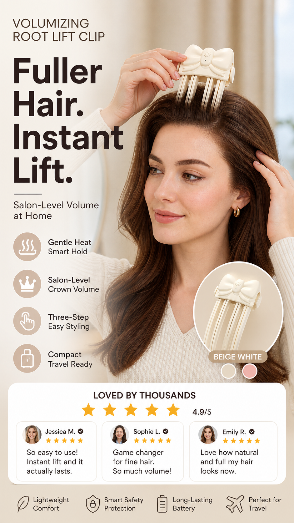 ✨ 2026 Sale — Over 18,000 Sold! 💎📢📢 50% OFF !! ⏰💨 Wireless Heated Root Lift Clip – Salon Volume, Zero Effort ✨