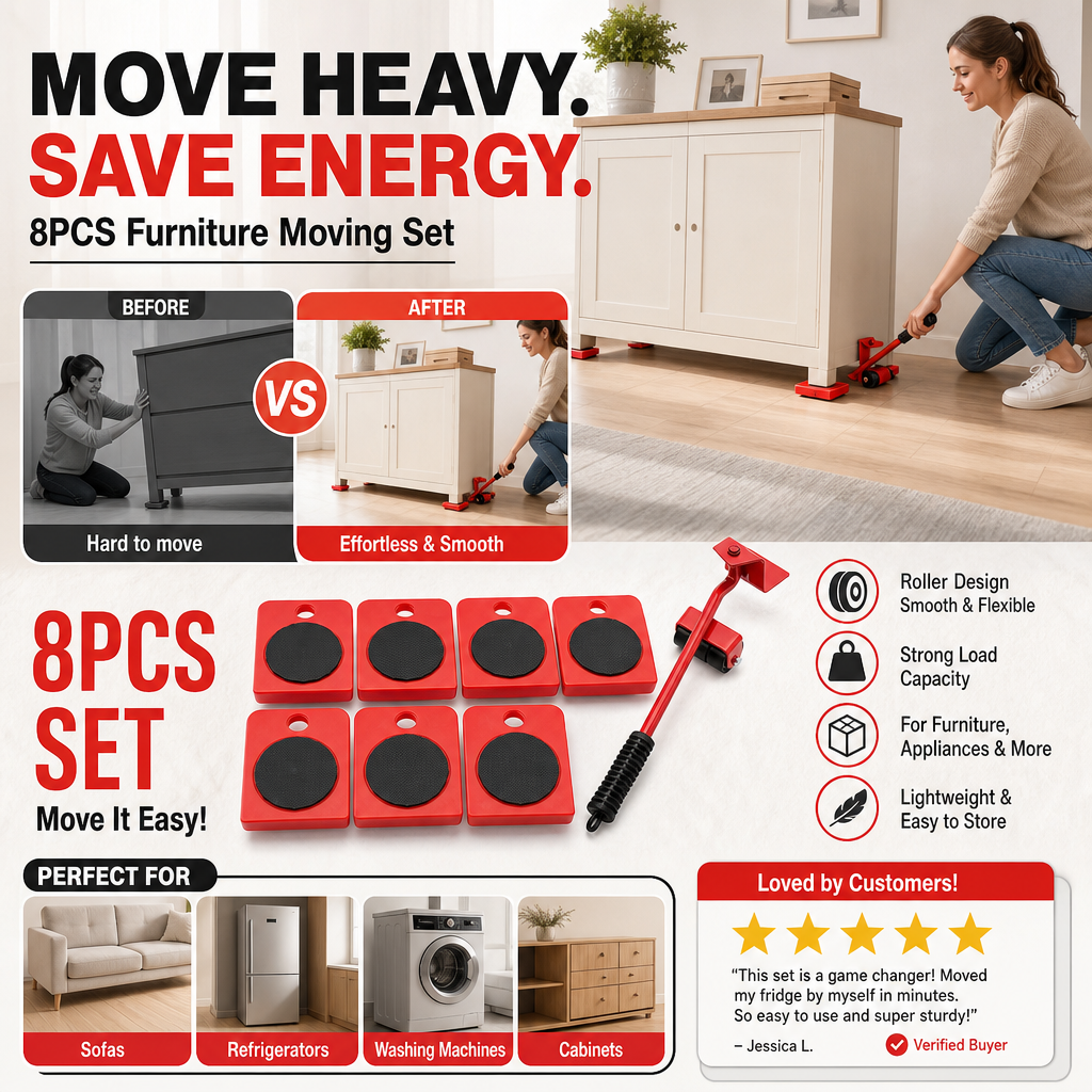 🎁2026 New Arrivals 50% OFF💥Furniture Moving System – lift & slide up to 800 lbs, 360° rotation, floor-friendly pads. Move heavy furniture easily by yourself! 🛡️💪