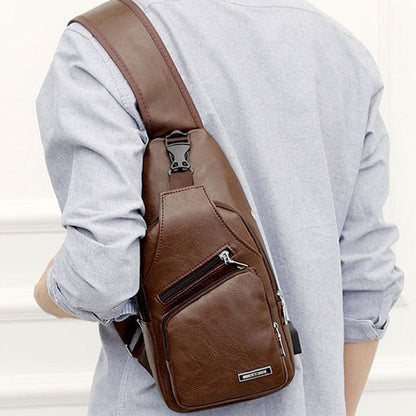 📢📢49% OFF !! ⏰Men's Multifunctional High Quality Leather Chest Bag
