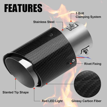 🎉 Car Tuning Carbon Fiber LED Light Emitting Exhaust Pipe (High Temperature Resistant)