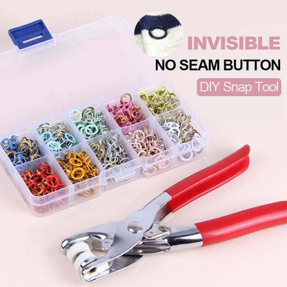 🔥50%OFF🔥100pcs Invisible Colored Metal Buckle & 1 Count Manual Pressure Pliers