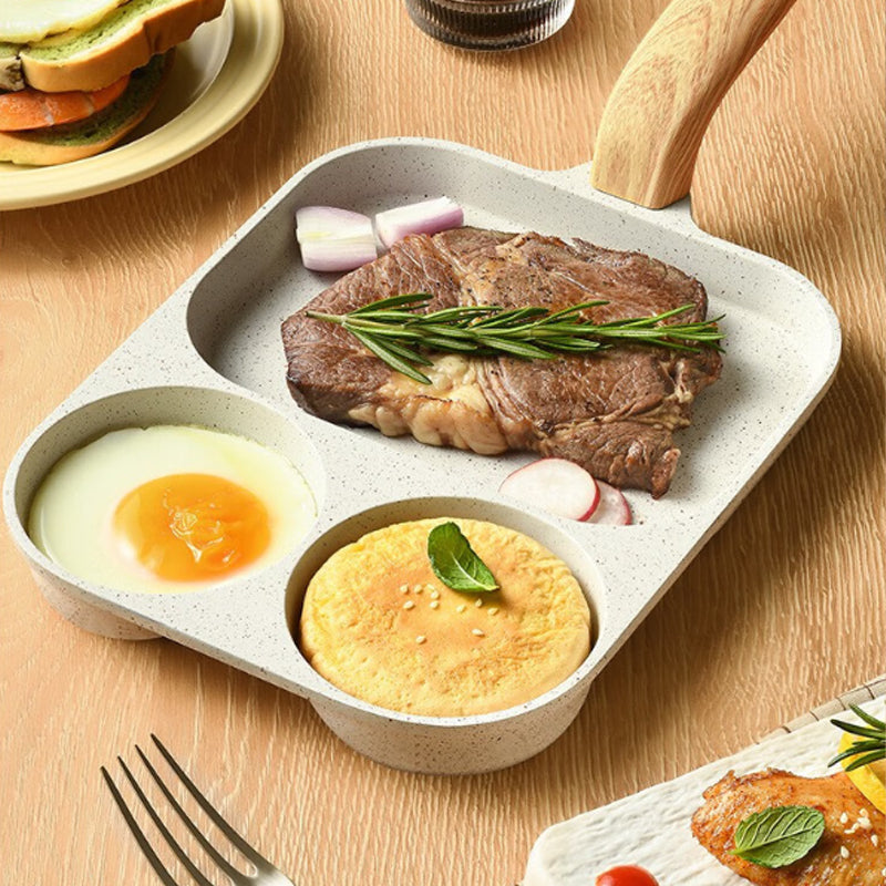 🍳 3-Compartment Non-Stick Pan – Cook 3 Foods at Once