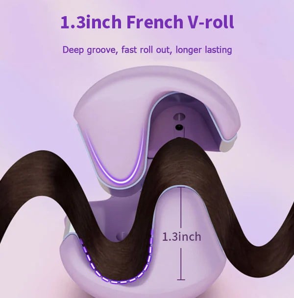💖French Egg Roll Hair Waver, 1.3 Inch V Shape Wave Curler, Anti Scald Hair Crimping Iron for Bouncy Salon Waves