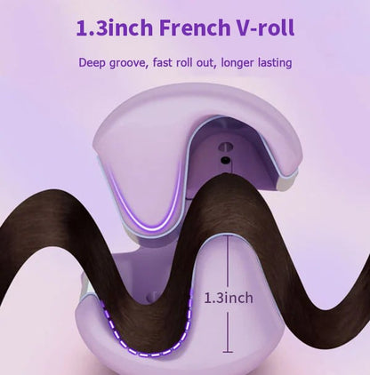 💖French Egg Roll Hair Waver, 1.3 Inch V Shape Wave Curler, Anti Scald Hair Crimping Iron for Bouncy Salon Waves