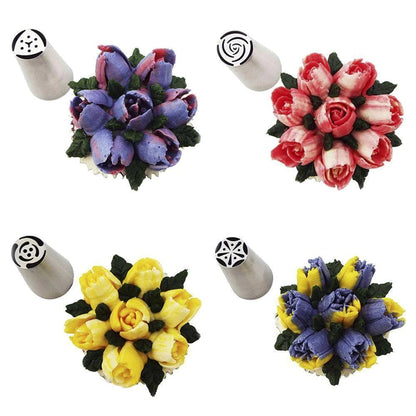 🍰50% OFF NOW! Flower Frosting Tips Nozzles Set‑Russian Piping Tips Kit, Cake Decorating Icing Nozzles for DIY Buttercream Tulip & Rose Flower Cake Decoration