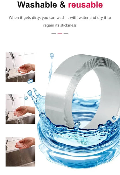 🧴 60% OFF NOW! ✨ Transparent Nano Magic Tape – Reusable, Double-Sided, Leaves No Residue & Strong Adhesion for Household Use 🏠