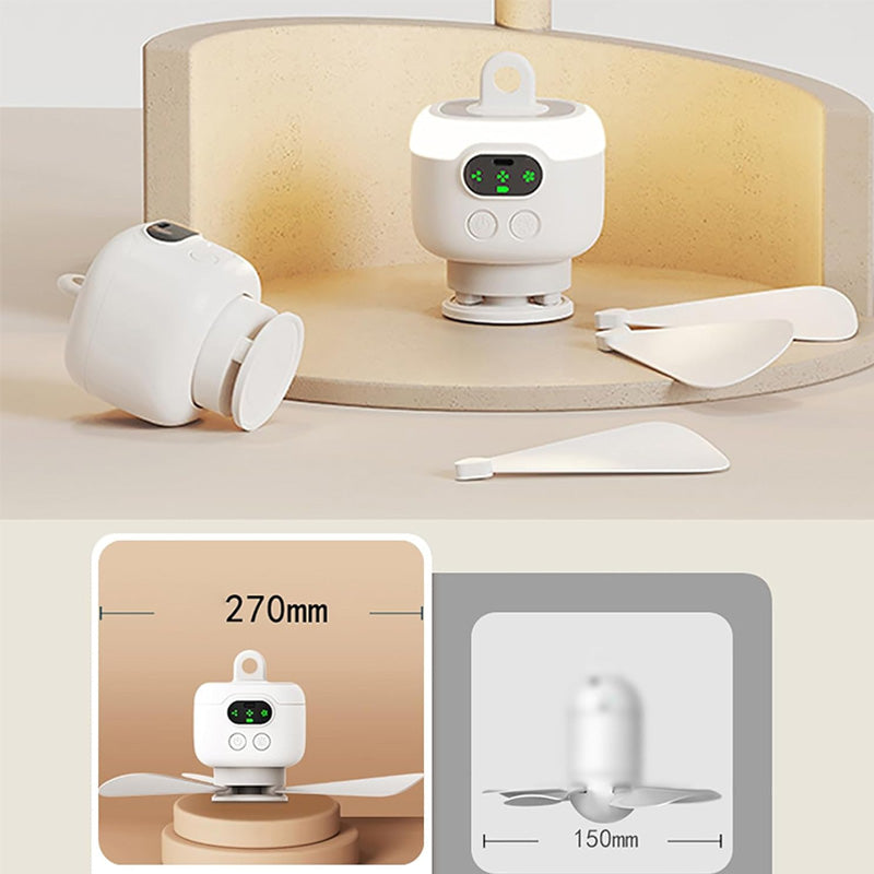 🌀 ✨ Rechargeable Ceiling Fan with LED Light – 8000mAh Battery, Remote Control, Quiet Motor 🏠
