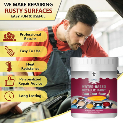 ⏳⏰Rust Converter Metallic Paint – One coat stops rust, no sanding, no fumes. Dries to a sleek metal finish. Perfect for garden tools & gates. 🔨🛡️
