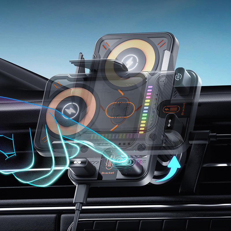 🔥HOT SALE 50% OFF🎁⚡Over 50K sold! 📱Smart 2-in-1 Car Rotating Mobile Phone Holder & Wireless Charger⚡