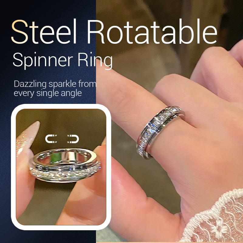 【📍Exquisite Collection📍】Titanium Steel Rotatable Spinner Ring with Zirconia💍