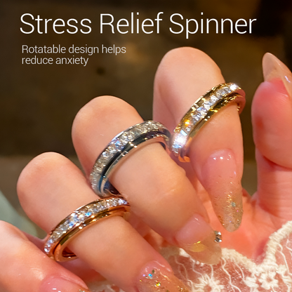 【📍Exquisite Collection📍】Titanium Steel Rotatable Spinner Ring with Zirconia💍