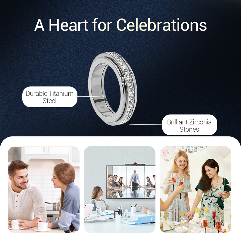 【📍Exquisite Collection📍】Titanium Steel Rotatable Spinner Ring with Zirconia💍