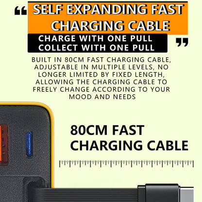 ⏳50% OFF💥65W Fast Charging Phone Charger Block with Retractable 80cm Type-C Cable