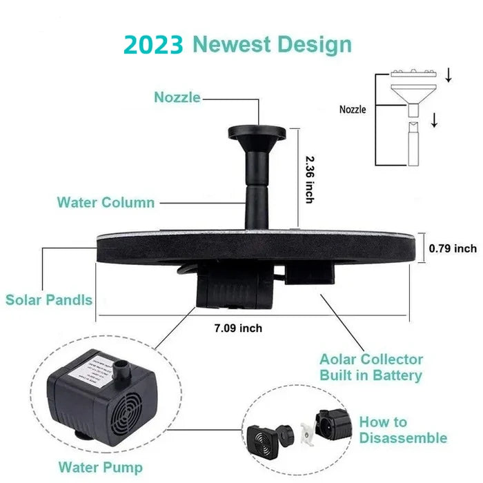 🔥Hot Sales 56% OFF🔥Solar Fountain, Solar Powered Bird Bath Fountain Pump with 4 Nozzles 1.4W Solar Panel Kit Water Pump, Outdoor Watering Submersible Pump for Pond, Pool, Garden, Fish Tank