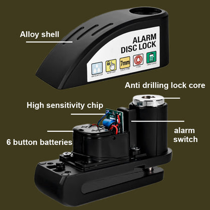 🔒 Motorcycle/bike disc lock with alarm | Immediate security and effective deterrent 🚨