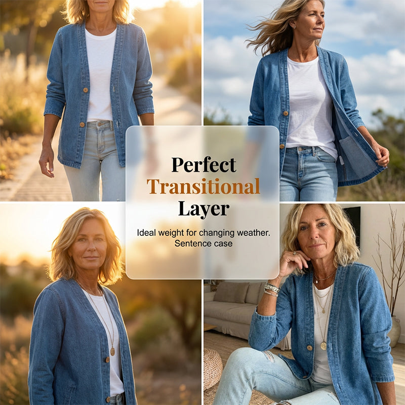 🥳HOT SALE🥳💥50% OFF! 🔥Women's Classic Button Front Denim Jacket